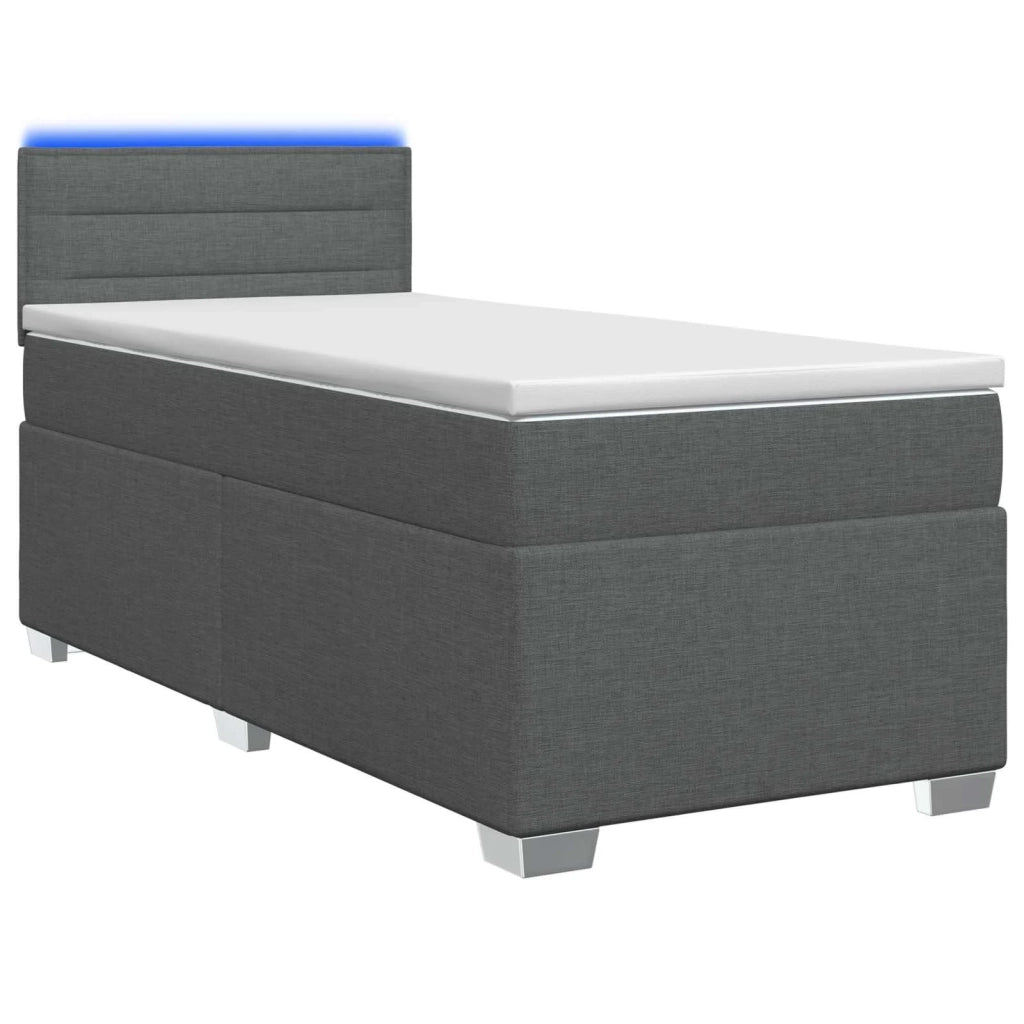 Letto con Box Spring, Materasso e LED Grigio Scuro 80 x 200 cm 3451806