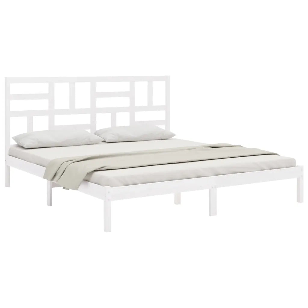 Giroletto-Struttura Letto Bianco in Legno Massello 180x200 cm Super King 347507