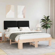 Letto con Testiera Rivestita-Struttura Letto con Testiera Nero 150 x 200 cm Pino massello 699714