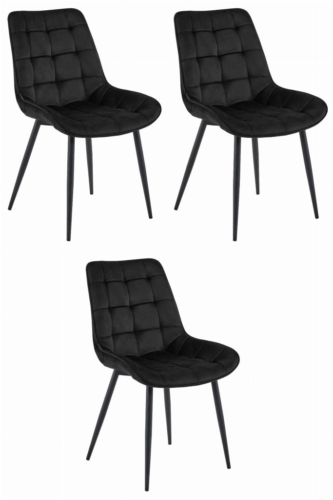 Sedia VALORA BERA - Design moderno in velluto nero x 3