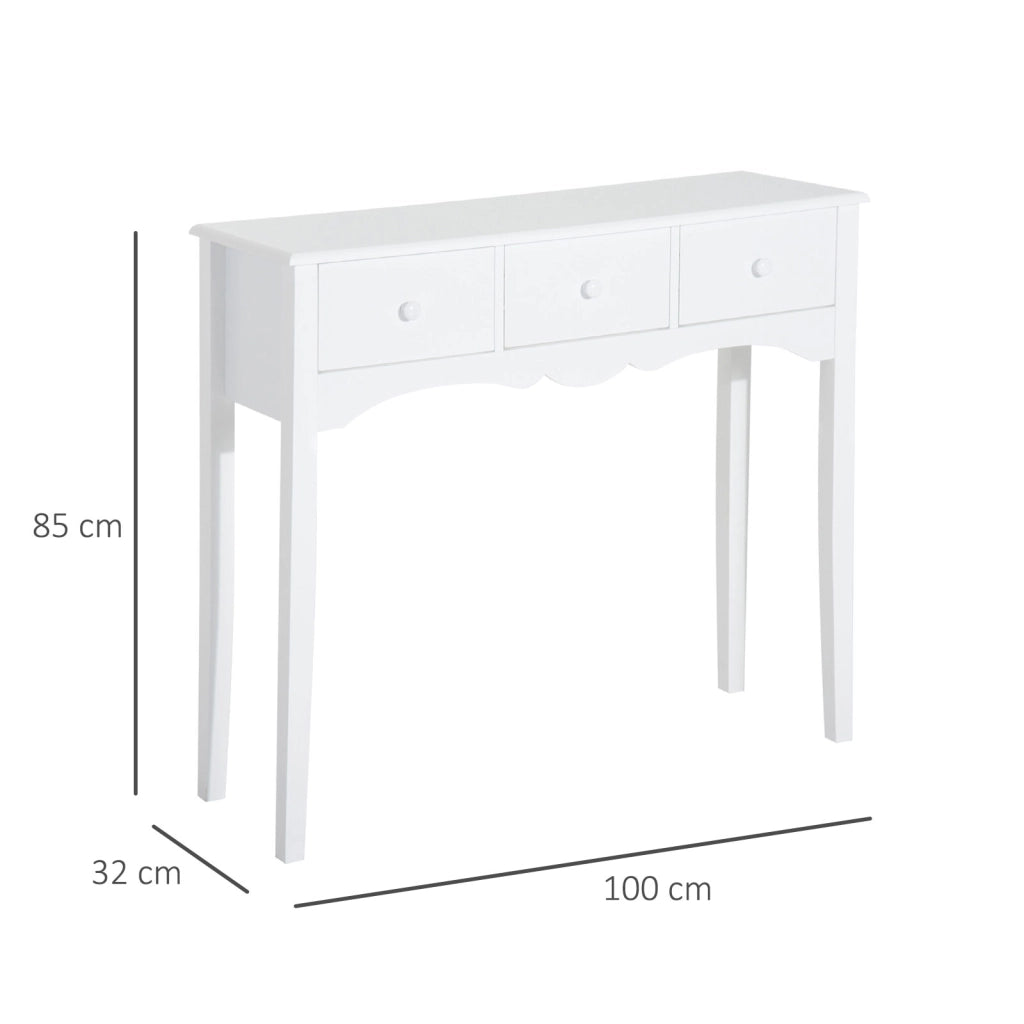 Consolle da Ingresso con 3 Cassetti ¨C Minimal ¨C Bianco 100x32x85 cm