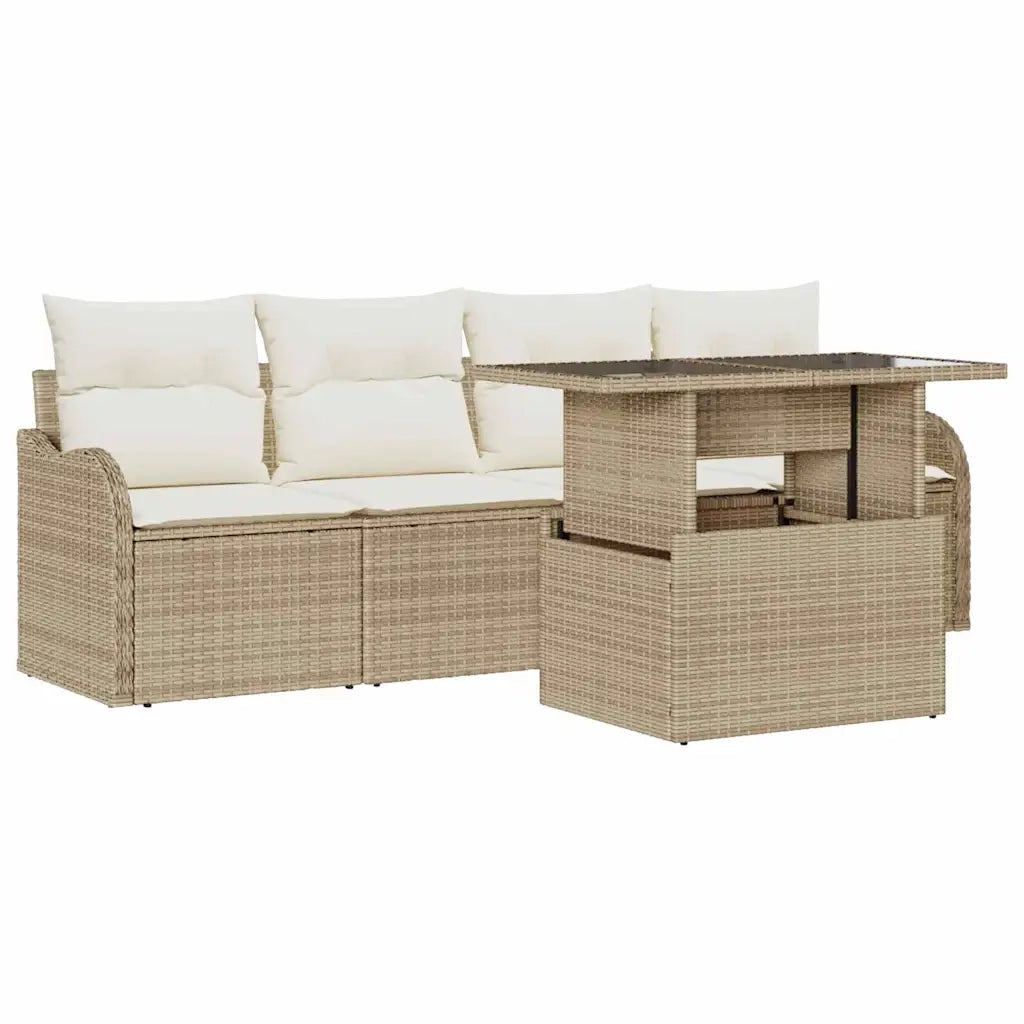 Set Divano da Giardino 5 pcs Beige Rattan in Polipropilene 3357104
