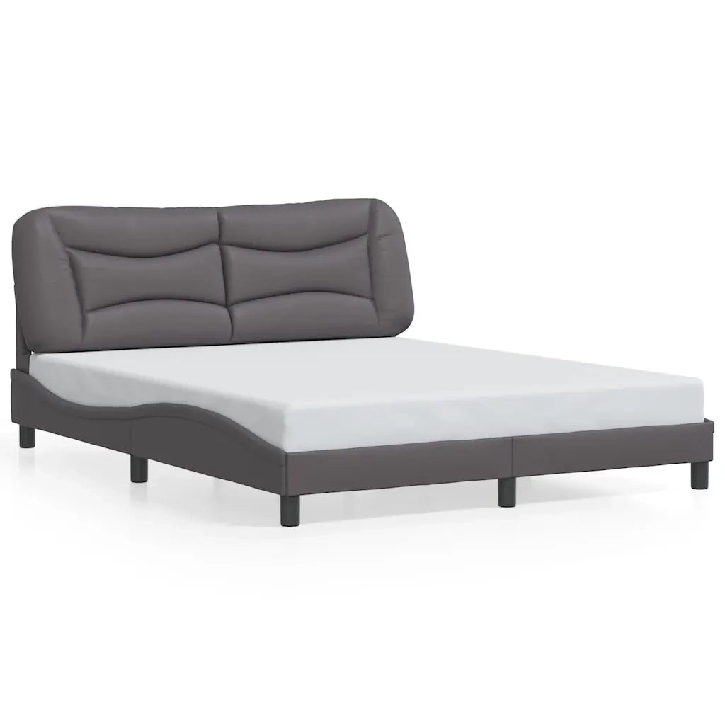 Letto matrimoniale | Letto per adulti | Giroletto senza Materasso Hvar Grigio 160x200 cm in Similpelle