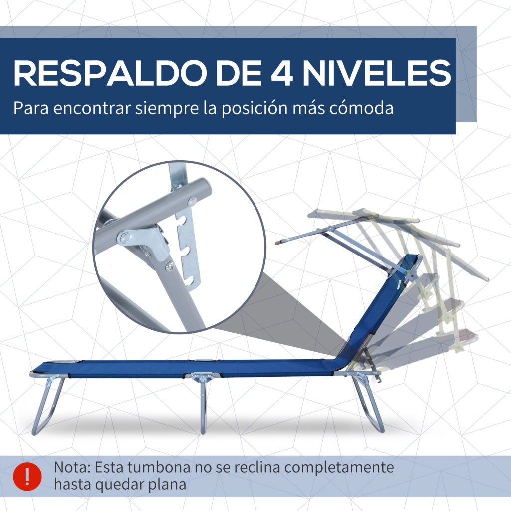 Sdraio Pieghevole con Tettoia e Schienale Regolabile per Giardino Terrazza ¨C Minimal ¨C 187x58x36cm Blu