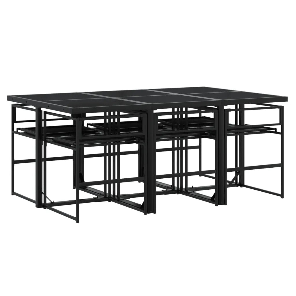 Set da Pranzo da Giardino 7 pz con Cuscini Nero in Textilene 3295074