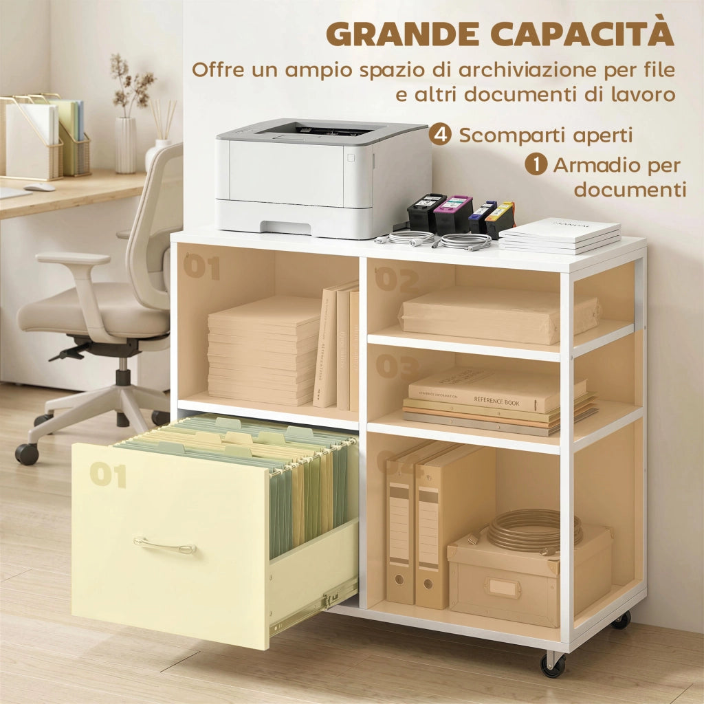 Tavolo con cassetto A4 e ruote ¨C Minimal ¨C Bianco