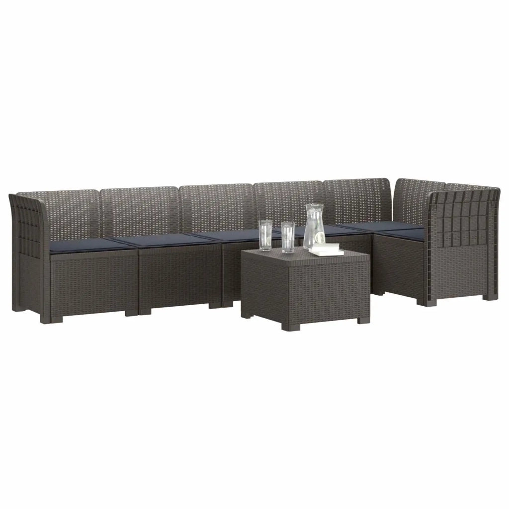 Divano da Giardino 6 Posti con Cuscini Aspetto Rattan PP 3444121