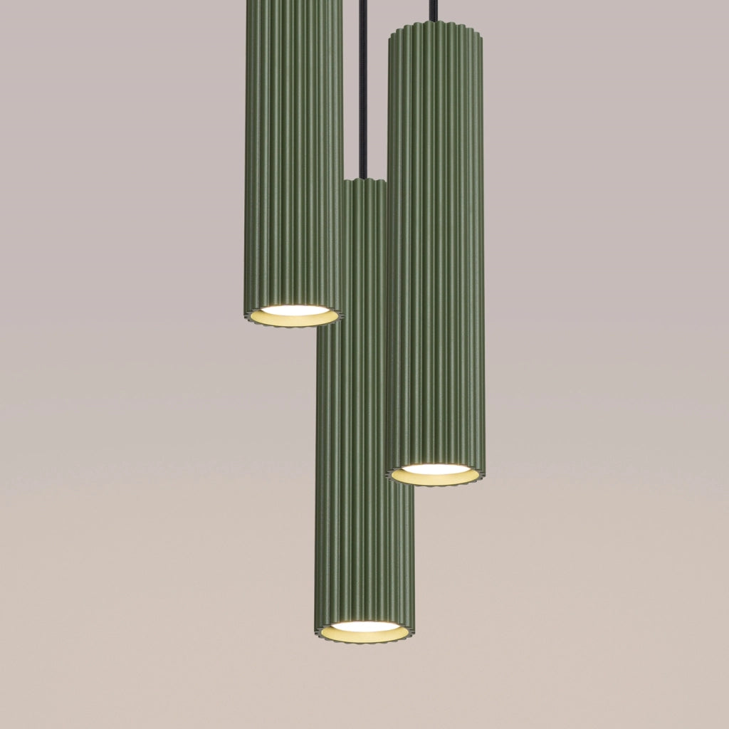 Lampada a sospensione KARBON 3P verde oliva
