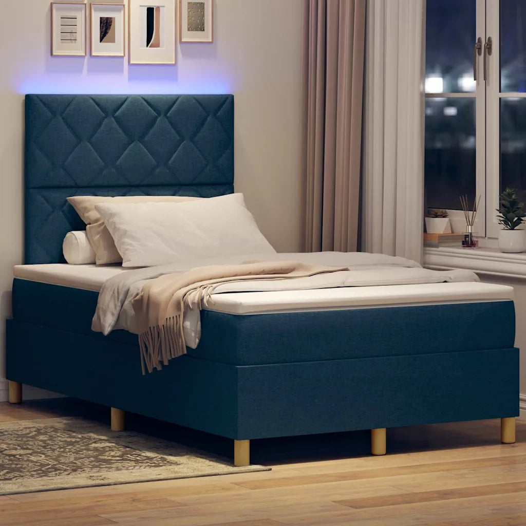 Letto a Sorgente LED con materasso Blu 120 x 200 cm Tessuto 3343172