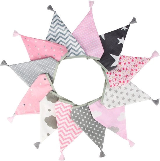 Accessori per decorazione di festa - Slinga per bandierine - Decorazione per bambini - Rosso e grigio - Accessori per festa - Slinga per nastri - Adatto per camera da bambino - Idoneo per bambini...