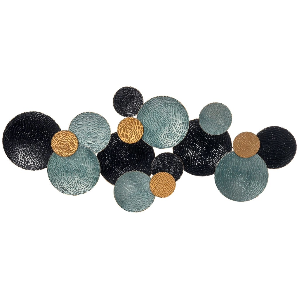 Decorazione Parete 3D con Cerchi ¨C Minimal ¨C Blu e Nero 121x53x4 cm