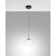 Sospensione Trasparente Brena 1 Luce Stile Metallo e Vetro Collezione BRENA