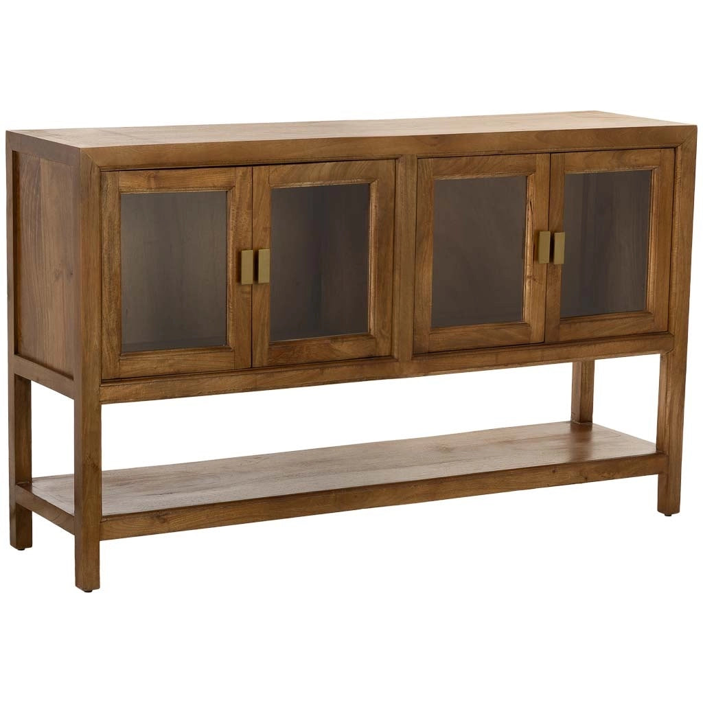 Credenza in legno marrone con 4 ante, 150x40x90h cm