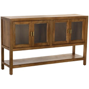 Credenza in legno marrone con 4 ante, 150x40x90h cm
