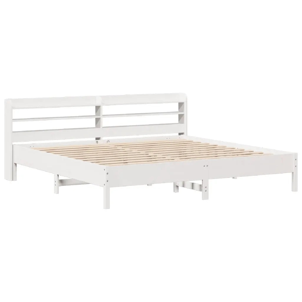 Letto senza Materasso-Struttura Letto Bianco 180x200 cm Legno Massello di Pino 652747