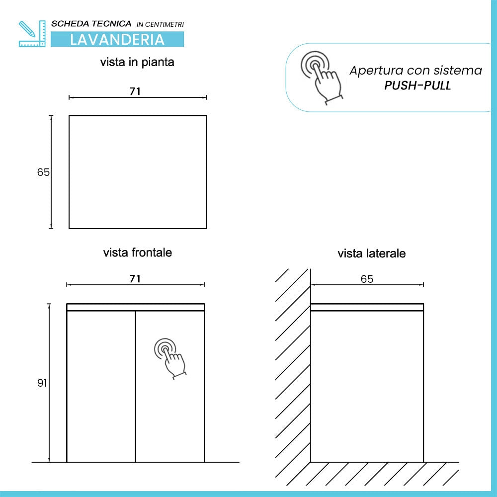 Mobile multiuso con due ante 71x65x91 cm effetto legno e bianco Wanda