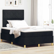 Letto a Sorgente LED con materasso Nero 120 x 190 cm Tessuto