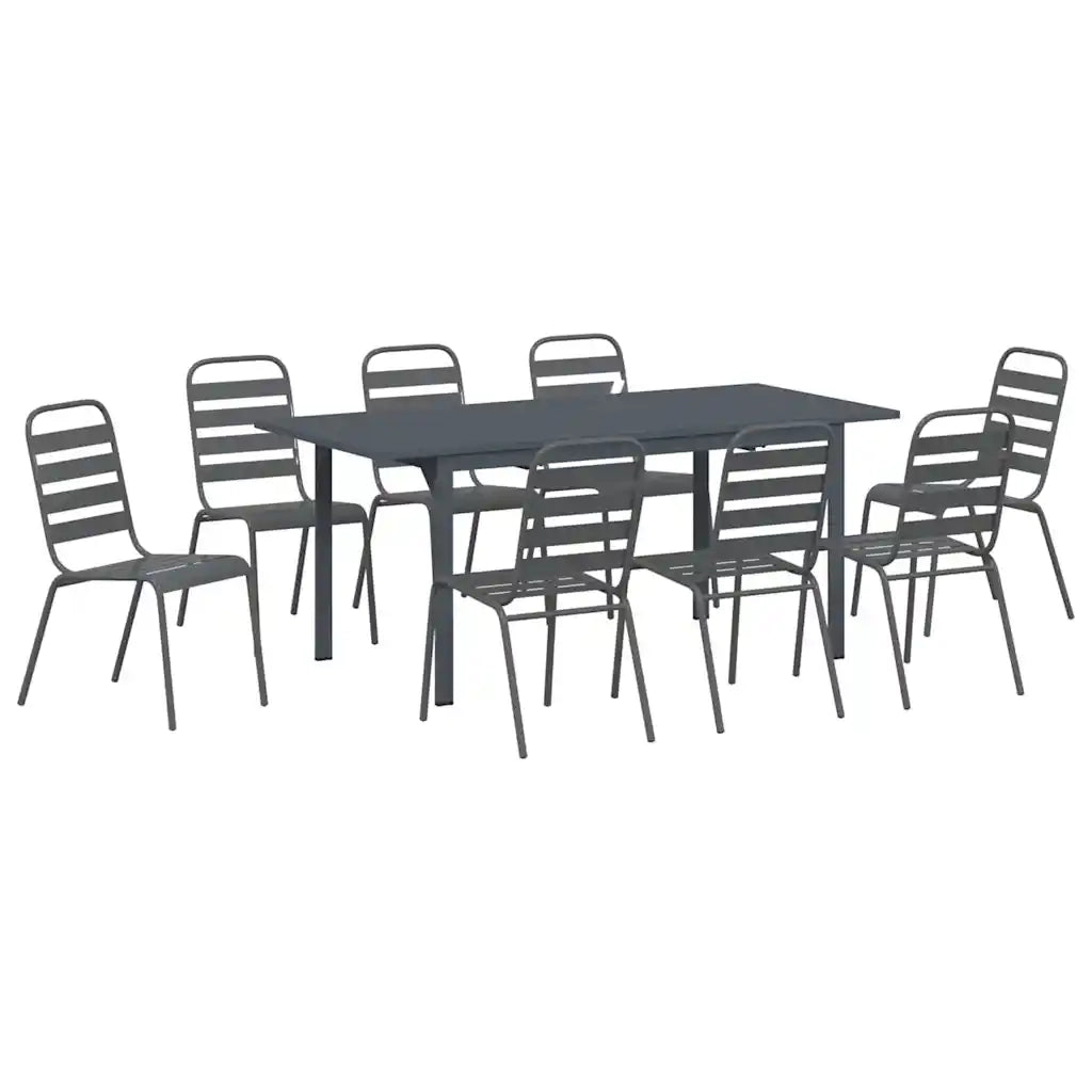 Set da Pranzo per Giardino 9 pcs Antracite