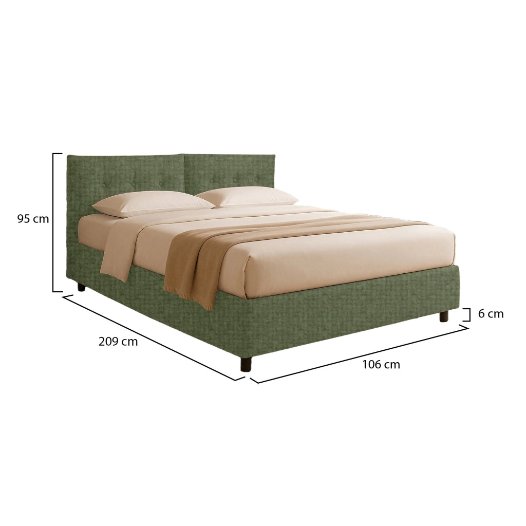 Truro, Letto Singolo Sfoderabile Made in Italy, Verde