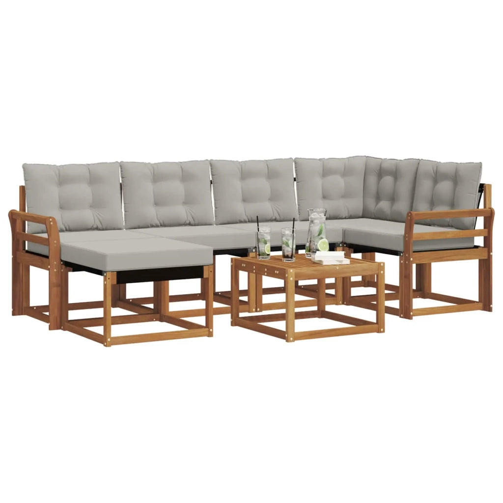 Set di divani da esterno 7 pcs Grigio Naturale e Chiaro 3368858