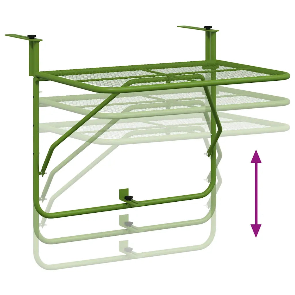 Tavolo da Balcone Verde 60x40 cm in Acciaio 340918