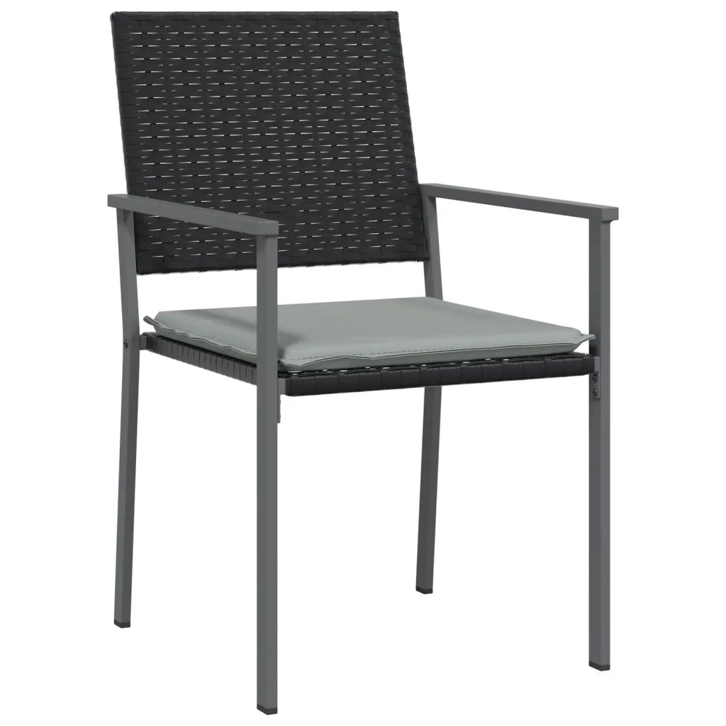 Set Pranzo da Giardino 3pz | Set Salotto da Giardino con Cuscini in Polyrattan e Acciaio