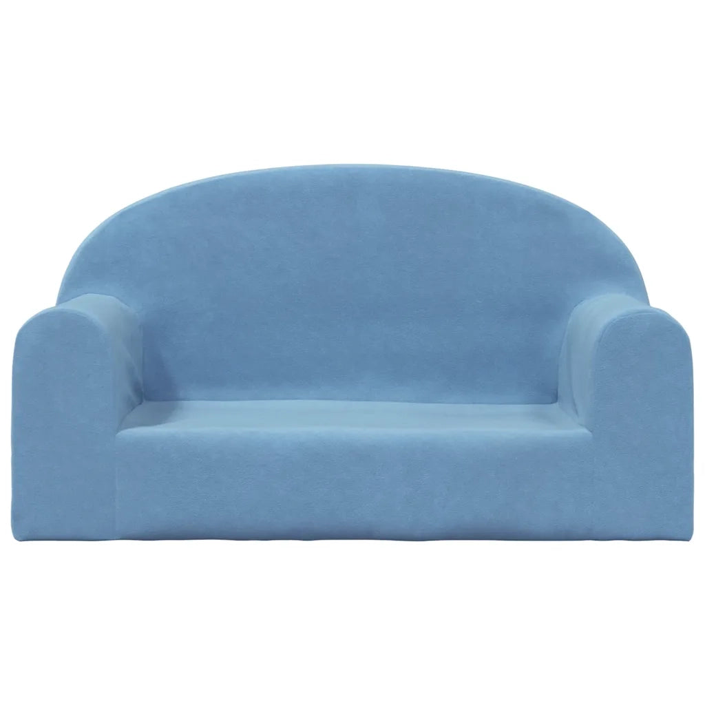 Divano per Bambini a 2 Posti Blu in Morbido Peluche 357014
