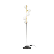 Lampada da terra nera oro 5 globi vetro 145cm Zuma