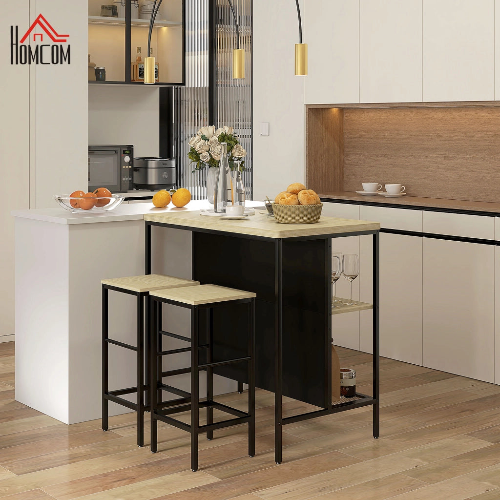 Set di sgabelli da bar con tavolino ¨C Minimal ¨C Nero/Rovere