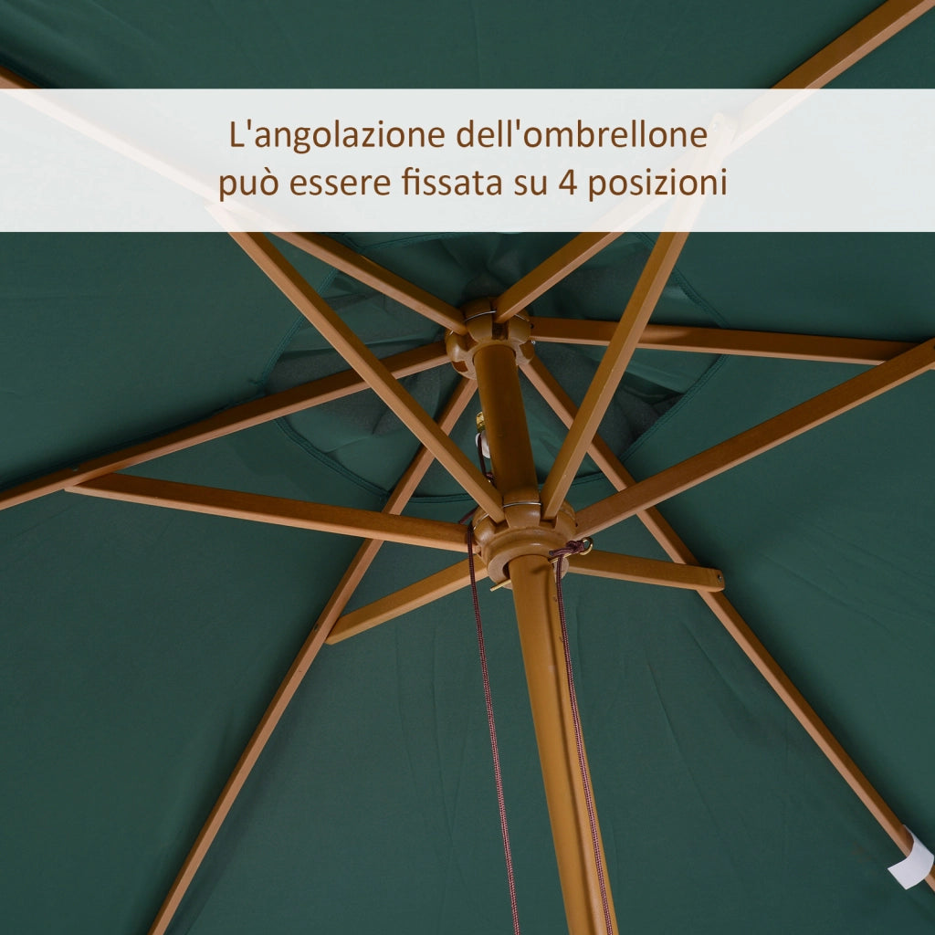 Ombrellone da Giardino ¨C Minimal ¨C Legno e Bamb¨´, Verde Scuro, 2x3 m