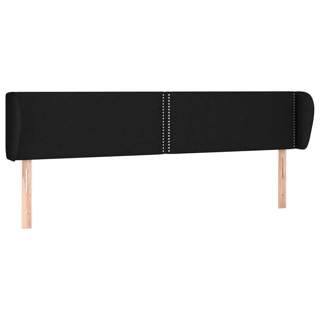 Testiera | Testata ad Orecchio Nera 203x23x78/88 cm in Tessuto