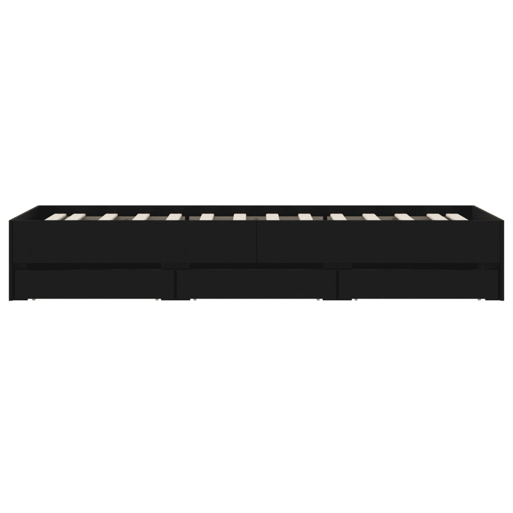 Giroletto con Cassetti Nero 100x200 cm in Legno Multistrato 3207288