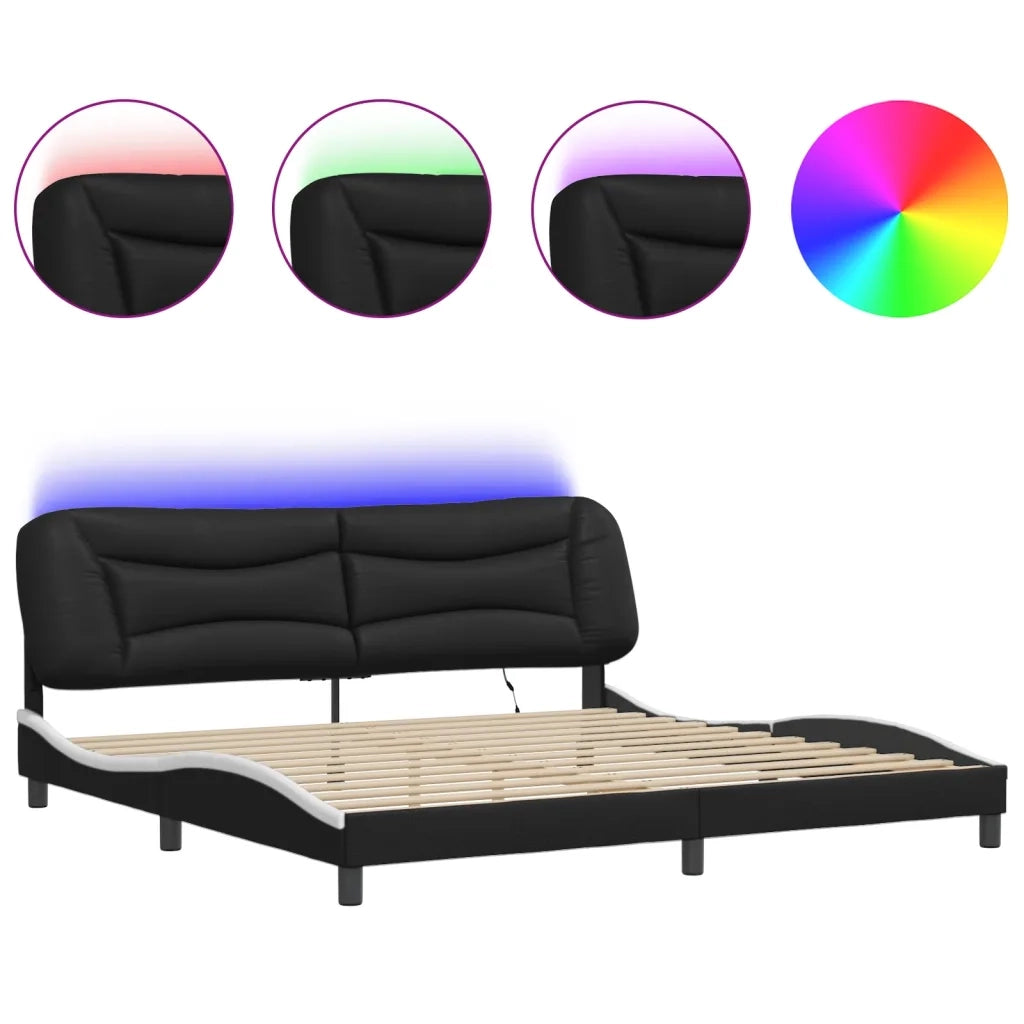 Giroletto con LED senza Materasso Hvar Nero e Bianco 200x200 cm