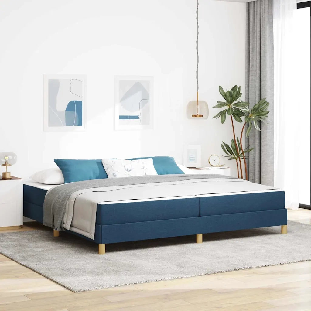 Letto a molle con materasso Blu 200 x 200 cm Tessuto