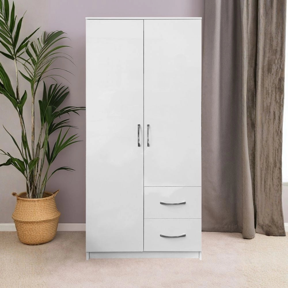 Armadio multiuso Niceville bianco 2 ante e 2 cassetti 76x50x180H