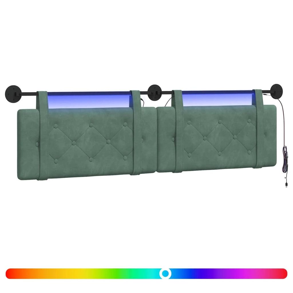 Testiera sospesa Con luce LED Verde Mare Velluto 3424203