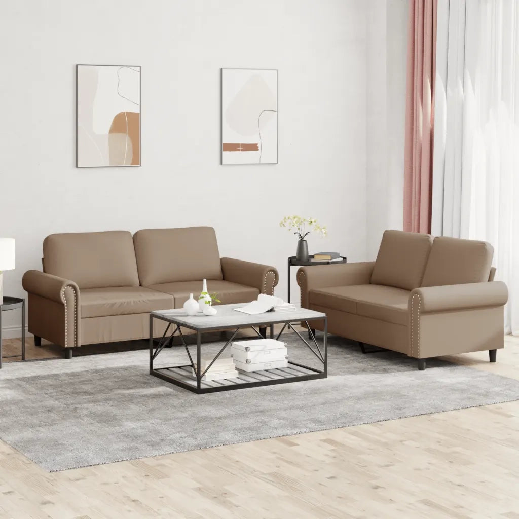 Set di Divani 2 pz con Cuscini cappuccino in Similpelle 3202154