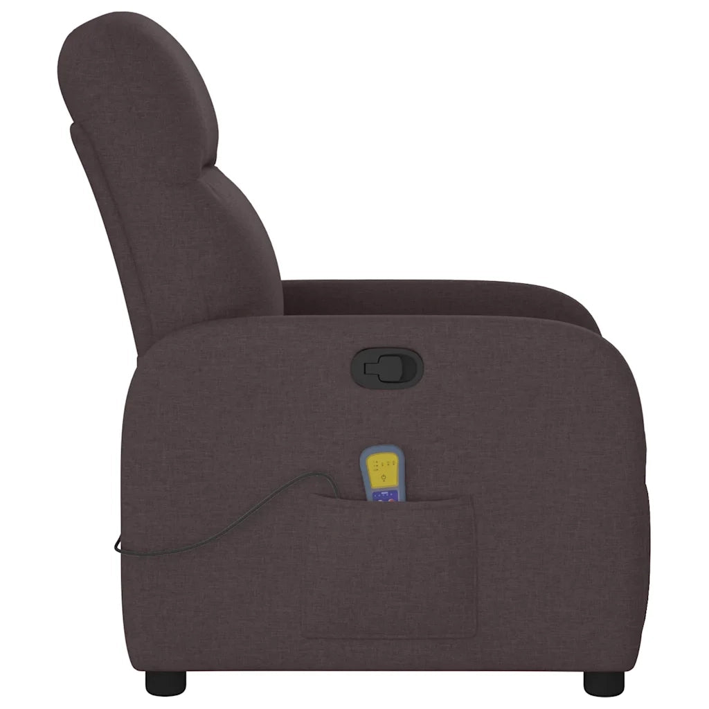 Poltrona Massaggiante Reclinabile Marrone Scuro in Tessuto 4015537