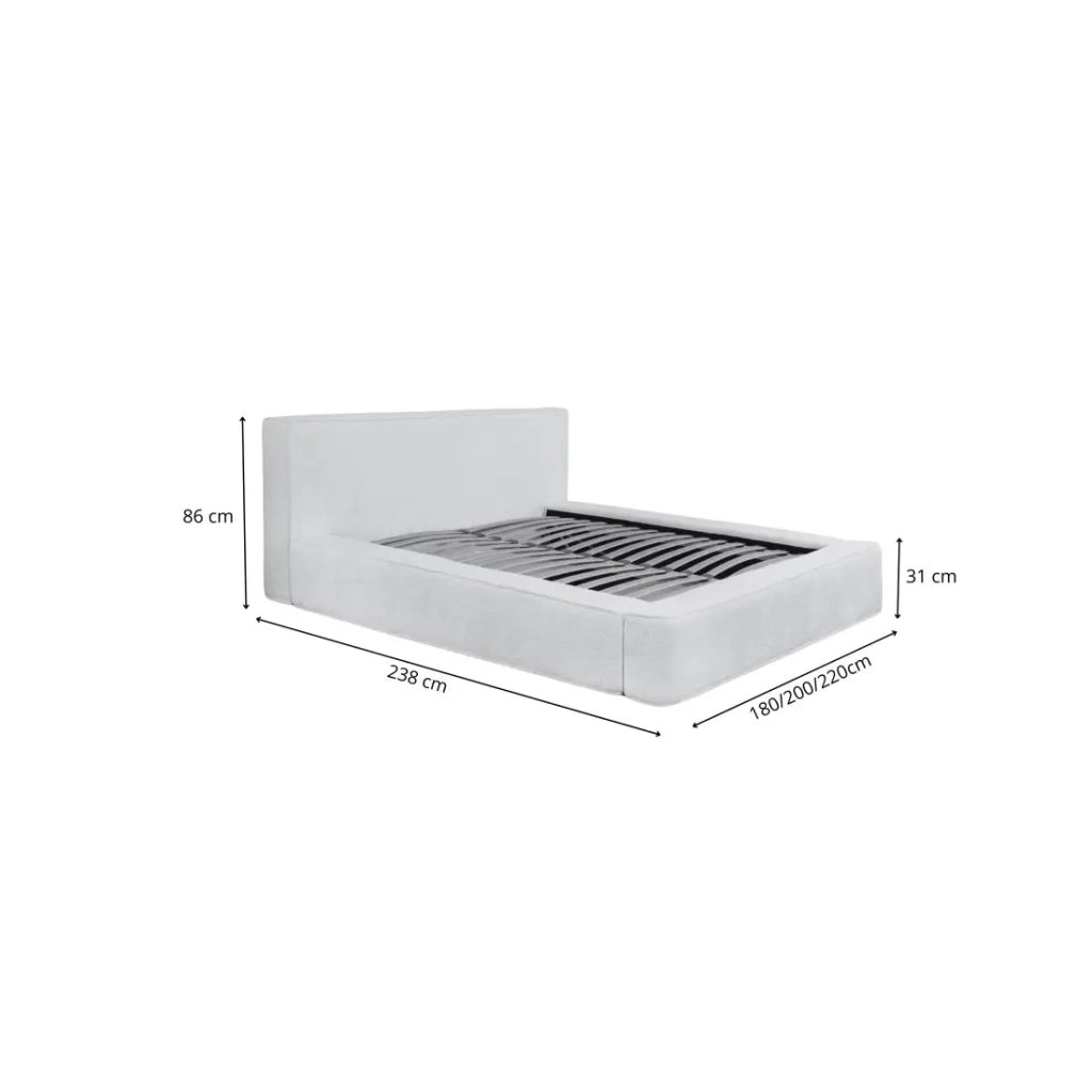 Letto contenitore VELORA – Antracite profondo bouclé – 180x200 cm – Tessuto velluto morbido – Rete sollevabile – Spazio di stoccaggio integrato