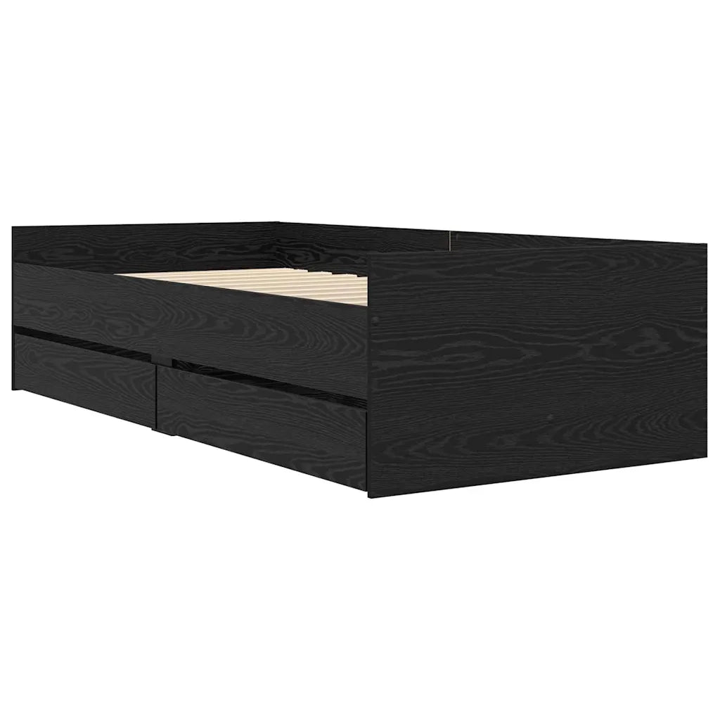 Struttura del letto-Giroletto Rovere Nero 90 x 200 cm Pino massello