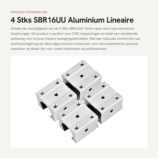 Blocco lineare in lega di alluminio - 4 pezzi - diametro asse 16 mm - tipo aperto - resistente alla corrosione - alta durezza - blocco lineare