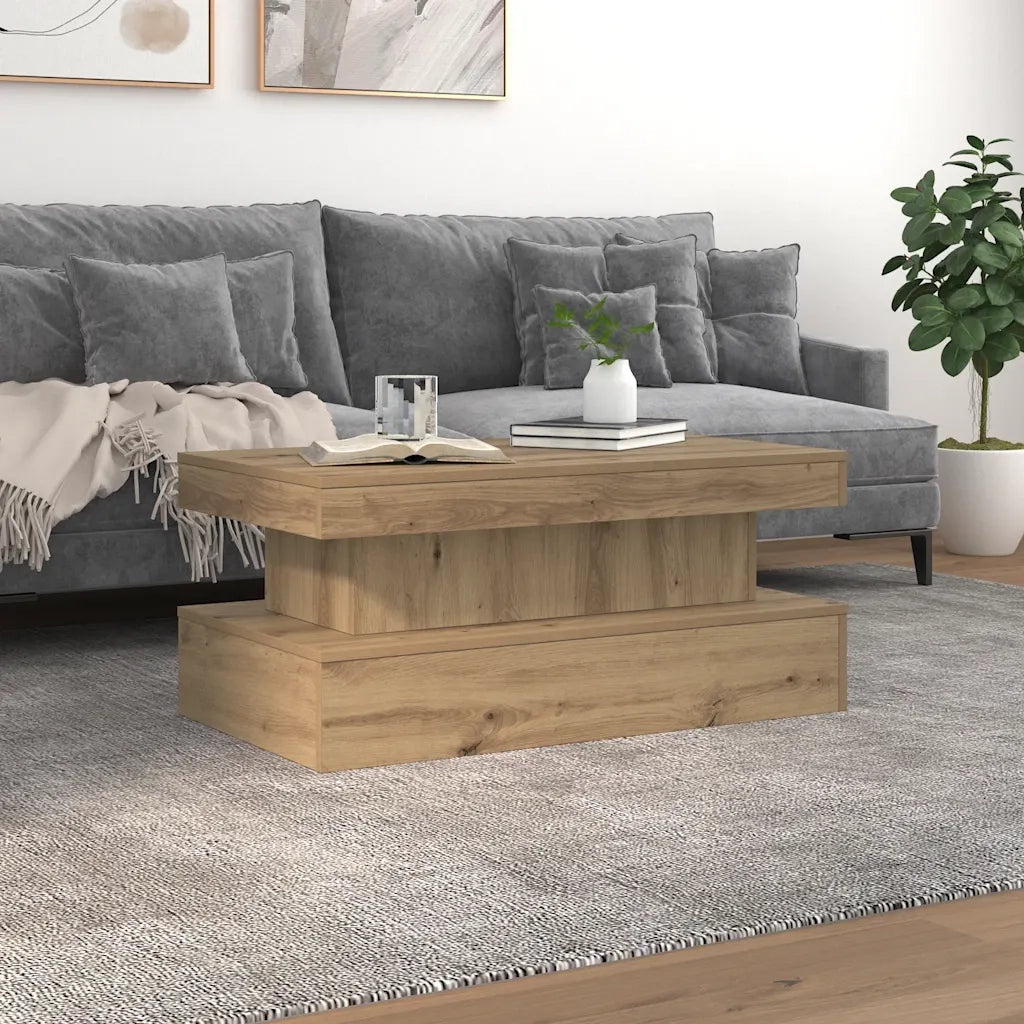 Tavolino da salotto | Tavolino da caff¨¨ | Tavolino da Soggiorno con Luci LED Rovere Artigianale 90x50x40 cm