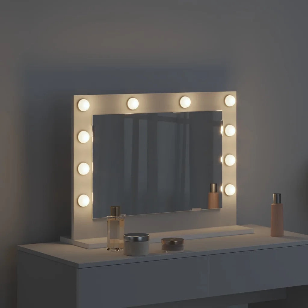 Specchio da Vanità Rettangolare Bianco 60 x 45 x 18 cm 868309