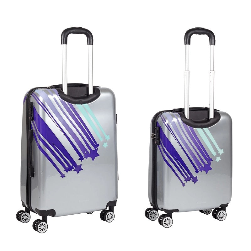 Set 2 Valigie trolley rigida ABS, ruote, maniglie, più scomparti Silver Barbie