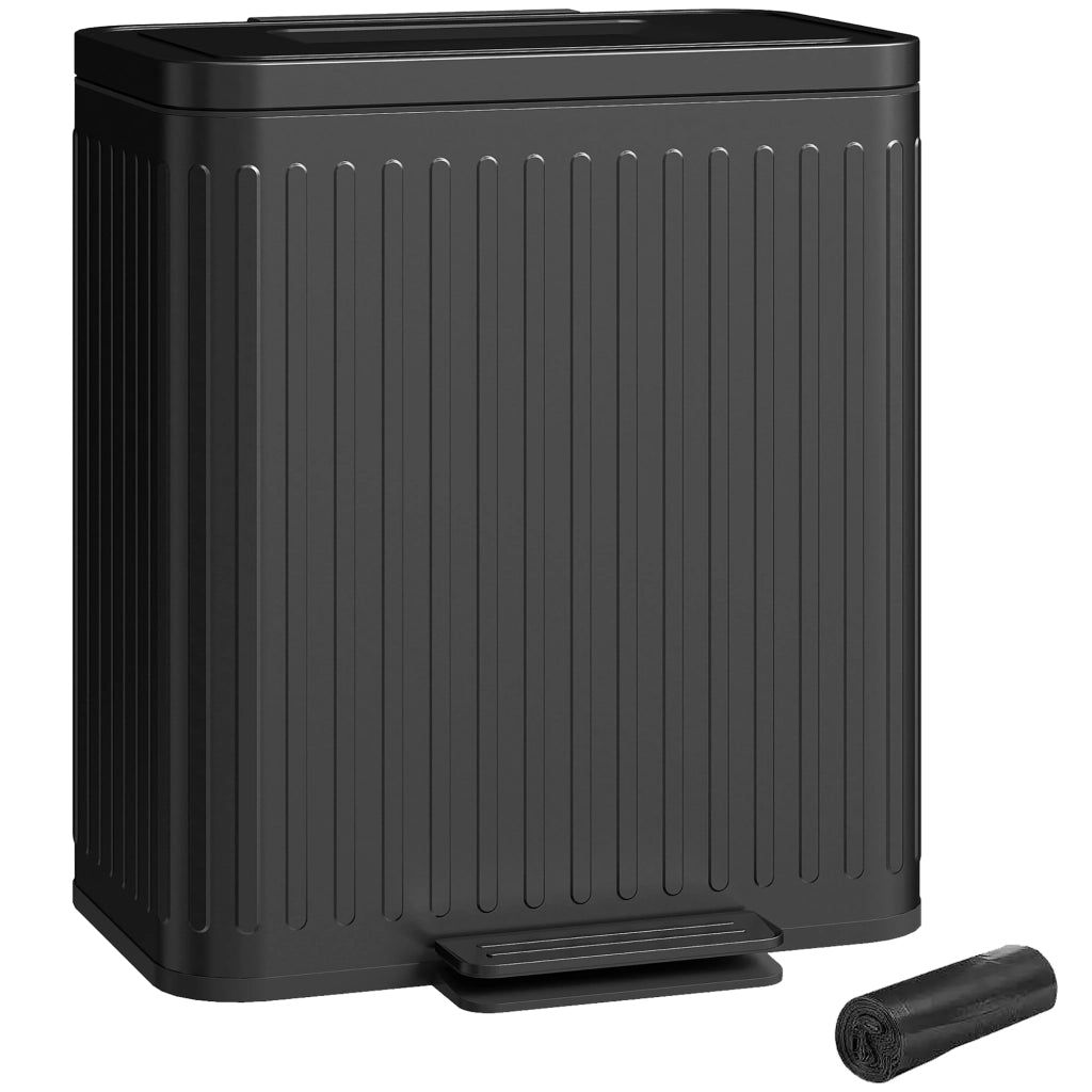 Cestino Doppio Compartimento 2x20L con Pedale ¨C Minimal ¨C 45.5x36.5x51cm Nero