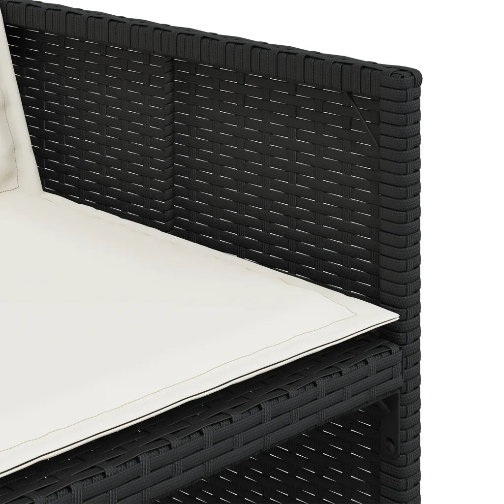 Set da Pranzo da Giardino 9 pz con Cuscini Nero in Polyrattan 3277730