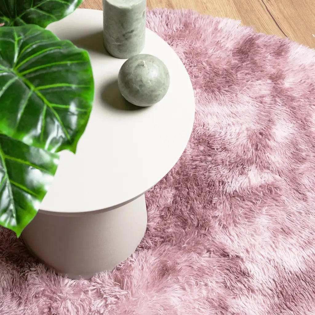 Tappeto del soggiorno | Tappeto Shaggy a Pelo Lungo NAVARRA Rosa Antico 100x100cm