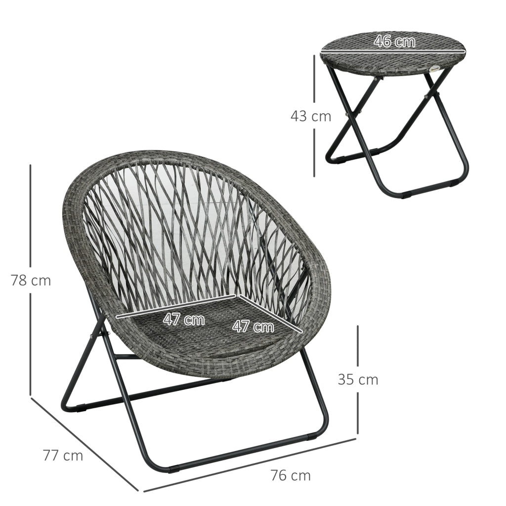 Set Tavolo e Sedie da Giardino ¨C zephmum ¨C Grigio, Polyrattan, Pieghevole