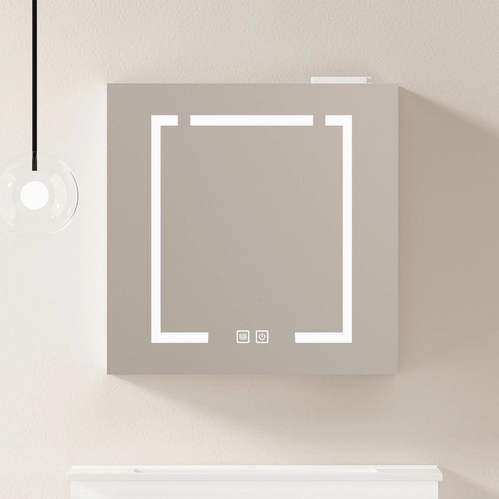 Armadietto Specchio con LED ¨C Xylo ¨C Bagno, Bianco, 60 cm