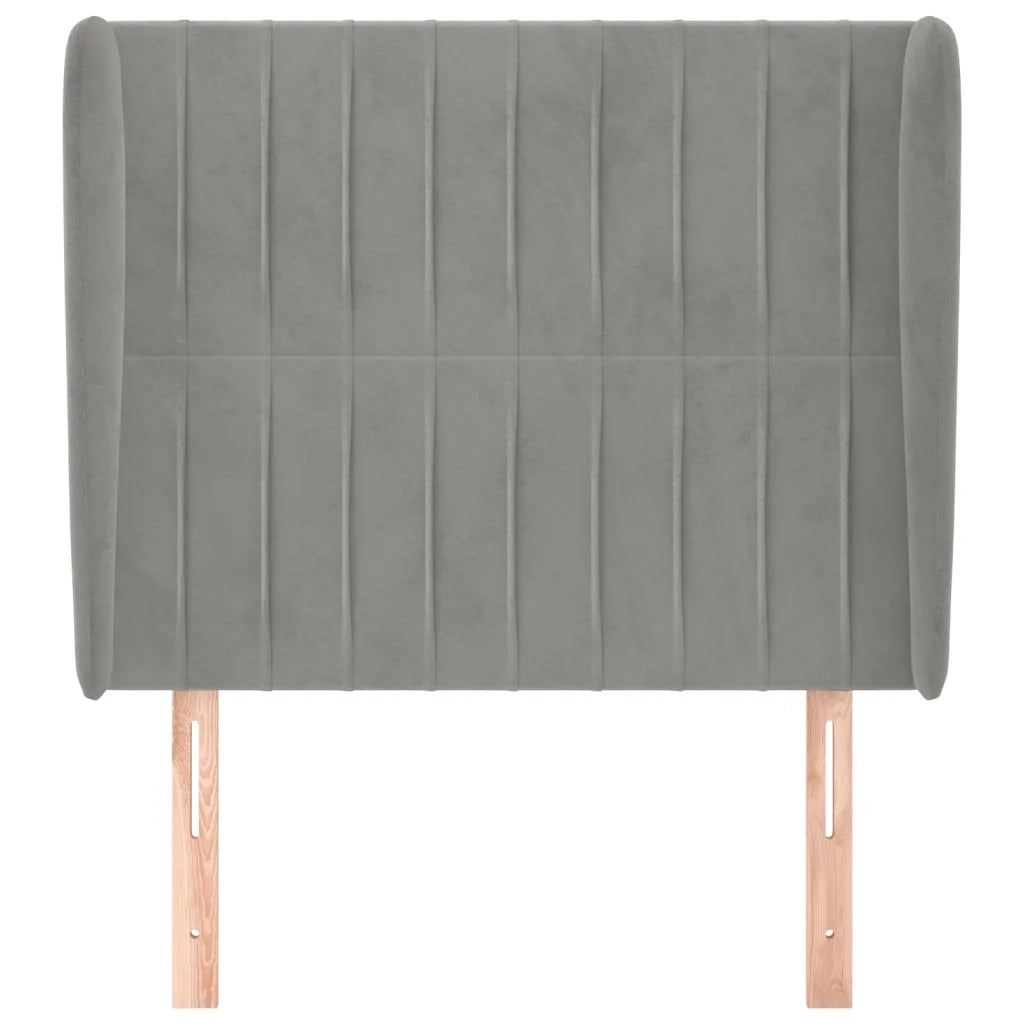 Testiera ad Orecchio-Testata con Orecchie Grigio Chiaro 93x23x118/128 cm in Velluto 159664